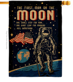 First Men On Moon - Military Americana Vertical Impressions Decorative Flags HG108624 Made In USA