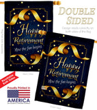 Retirement Fun Begins - Military Americana Vertical Impressions Decorative Flags HG108636 Made In USA