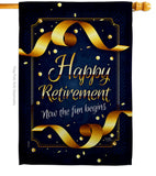 Retirement Fun Begins - Military Americana Vertical Impressions Decorative Flags HG108636 Made In USA