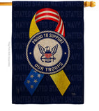 Support Navy Troops - Military Americana Vertical Impressions Decorative Flags HG108661 Made In USA