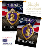 Purple Heart Combat Wounded - Military Americana Vertical Impressions Decorative Flags HG137133 Made In USA