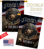 Marine Combat Hero - Military Americana Vertical Impressions Decorative Flags HG137134 Made In USA