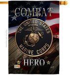 Marine Combat Hero - Military Americana Vertical Impressions Decorative Flags HG137134 Made In USA