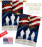 Thank You Veterans - Military Americana Vertical Impressions Decorative Flags HG137167 Made In USA