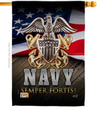 US Navy Semper Fortis - Military Americana Vertical Impressions Decorative Flags HG137172 Made In USA