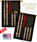 Thin Red and Blue Line - Military Americana Vertical Impressions Decorative Flags HG137421 Made In USA