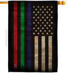 Thin Blue Green Red Line - Military Americana Vertical Impressions Decorative Flags HG137422 Made In USA