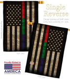 Thin Blue Green Red Line - Military Americana Vertical Impressions Decorative Flags HG137431 Made In USA