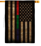 Thin Blue Green Red Line - Military Americana Vertical Impressions Decorative Flags HG137431 Made In USA