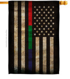 Thin Blue Green Red Line - Military Americana Vertical Impressions Decorative Flags HG137431 Made In USA