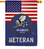 US Seabees Veteran - Military Americana Vertical Impressions Decorative Flags HG140613 Made In USA