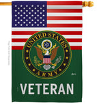 US Army Veteran - Military Americana Vertical Impressions Decorative Flags HG140615 Made In USA