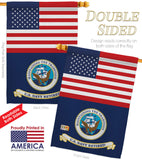 US Retired Navy - Military Americana Vertical Impressions Decorative Flags HG140746 Made In USA