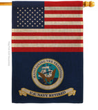 US Retired Navy - Military Americana Vertical Impressions Decorative Flags HG140746 Made In USA