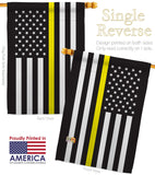 US Thin Yellow Line - Military Americana Vertical Impressions Decorative Flags HG140910 Made In USA