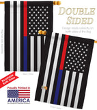 US Thin Red and Blue Line - Military Americana Vertical Impressions Decorative Flags HG140912 Made In USA