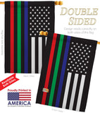 US Thin Blue Green Red Line - Military Americana Vertical Impressions Decorative Flags HG140913 Made In USA