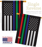 US Thin Blue Green Red Line - Military Americana Vertical Impressions Decorative Flags HG140913 Made In USA