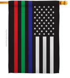 US Thin Blue Green Red Line - Military Americana Vertical Impressions Decorative Flags HG140913 Made In USA