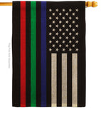 US Thin Blue Green Red Line - Military Americana Vertical Impressions Decorative Flags HG140913 Made In USA