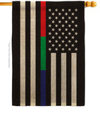 US Thin Blue Green Red Line - Military Americana Vertical Impressions Decorative Flags HG140923 Made In USA