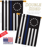 Betsy Ross Blue Line - Military Americana Vertical Impressions Decorative Flags HG140928 Made In USA