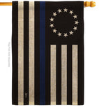 Betsy Ross Blue Line - Military Americana Vertical Impressions Decorative Flags HG140928 Made In USA