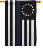 Betsy Ross Blue Line - Military Americana Vertical Impressions Decorative Flags HG140928 Made In USA