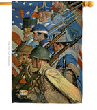 The War Years - Military Americana Vertical Impressions Decorative Flags HG192077 Made In USA