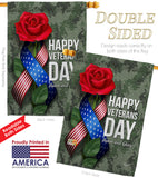 Happy Veterans Day - Military Americana Vertical Impressions Decorative Flags HG192332 Made In USA