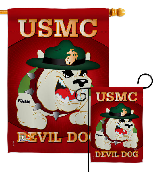 Devil Dog - Military Americana Vertical Impressions Decorative Flags HG108052