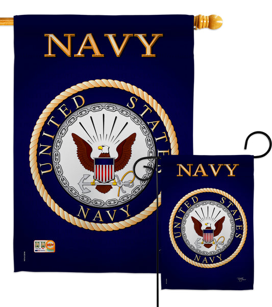 Navy - Military Americana Vertical Impressions Decorative Flags HG108058 Made In USA