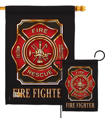 Fire Fighter - Military Americana Vertical Impressions Decorative Flags HG108063 Made In USA