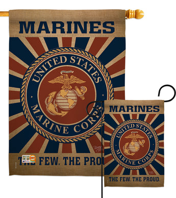 Marine Corps - Military Americana Vertical Impressions Decorative Flags HG108398 Made In USA