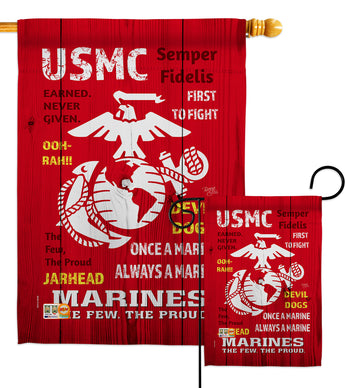 USMC - Military Americana Vertical Impressions Decorative Flags HG108405 Made In USA