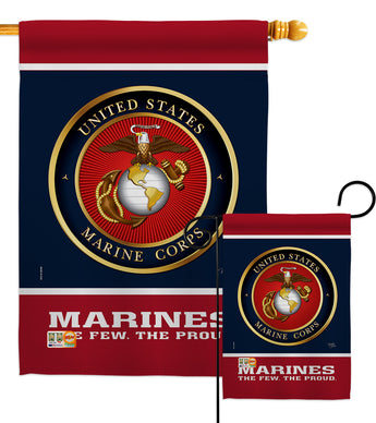 Proud Marine Corps - Military Americana Vertical Impressions Decorative Flags HG108406 Made In USA