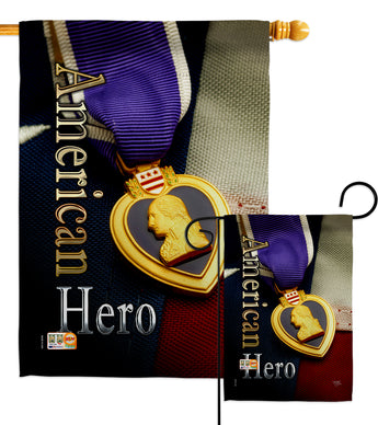 Purple Heart Hero - Military Americana Vertical Impressions Decorative Flags HG108407 Made In USA