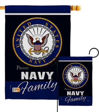 Navy Proudly Family - Military Americana Vertical Impressions Decorative Flags HG108412 Made In USA