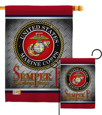 Semper Fi US Marine - Military Americana Vertical Impressions Decorative Flags HG108418 Made In USA