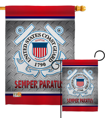 Semper Paratus US Coast Guard - Military Americana Vertical Impressions Decorative Flags HG108419 Made In USA