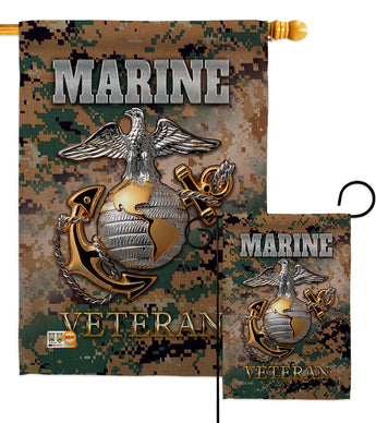 US Marine Veteran - Military Americana Vertical Impressions Decorative Flags HG108424
