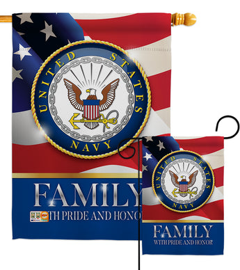 US Navy Family Honor - Military Americana Vertical Impressions Decorative Flags HG108426 Made In USA