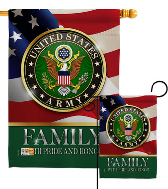 US Army Family Honor - Military Americana Vertical Impressions Decorative Flags HG108427 Made In USA