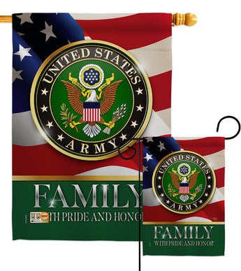 US Army Family Honor - Military Americana Vertical Impressions Decorative Flags HG108427