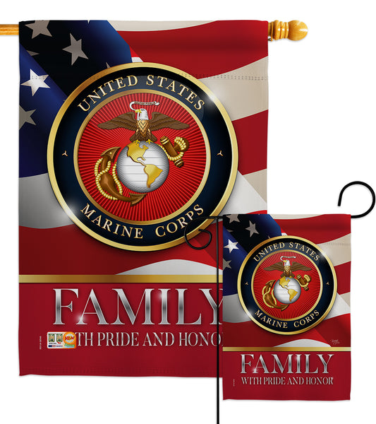 US Marine Family Honor - Military Americana Vertical Impressions Decorative Flags HG108428