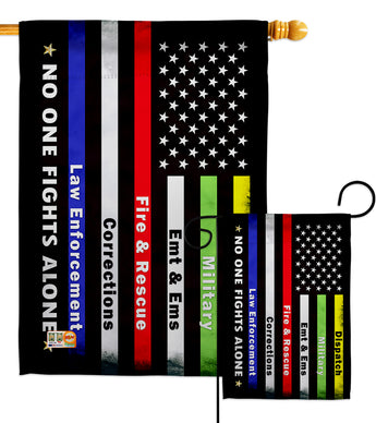 No One Fights Alone - Military Americana Vertical Impressions Decorative Flags HG108431 Made In USA