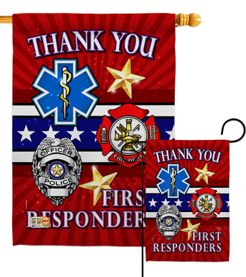 First Responders - Military Americana Vertical Impressions Decorative Flags HG108432 Made In USA