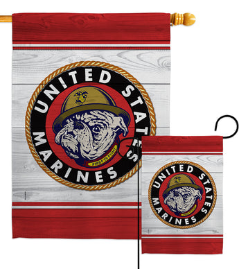 Marine Bulldog - Military Americana Vertical Impressions Decorative Flags HG108433 Made In USA