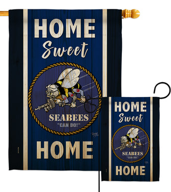 Home Sweet Seabees - Military Americana Vertical Impressions Decorative Flags HG108446 Made In USA