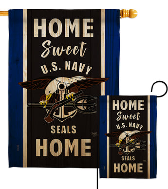 Home Sweet US Navy - Military Americana Vertical Impressions Decorative Flags HG108448 Made In USA